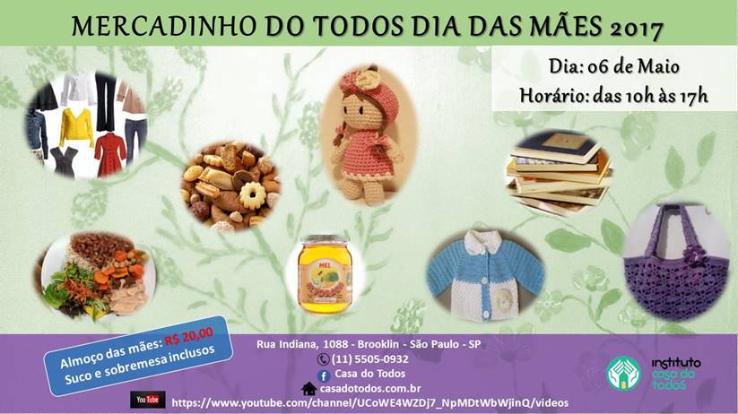 Casa do Todos: Bazar Dia das Mães – 06 de Maio/2017