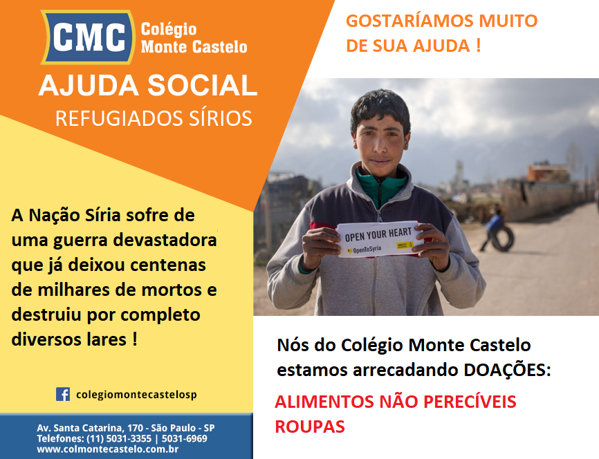 Refugiados Sírios – Gostaríamos muito da sua Ajuda Social